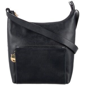 Salvatore Ferragamo Black Leather Shoulder Bag with Minimalist Design